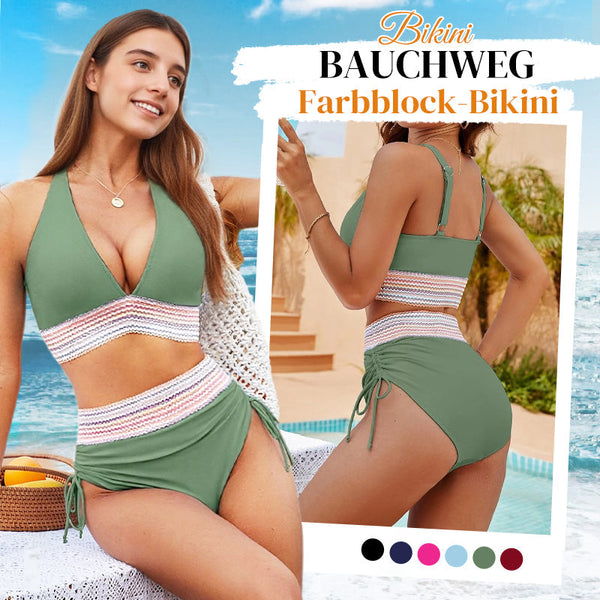 Patchwork V-Neck Bikini Set - 2 Piece Swimwear