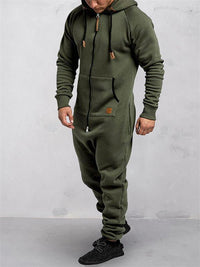 Solid Color Hooded Fleece Onesie - Warm & Cozy for Winter & Home