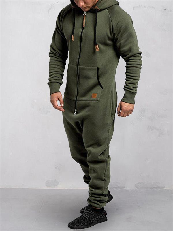 Solid Color Hooded Fleece Onesie - Warm & Cozy for Winter & Home