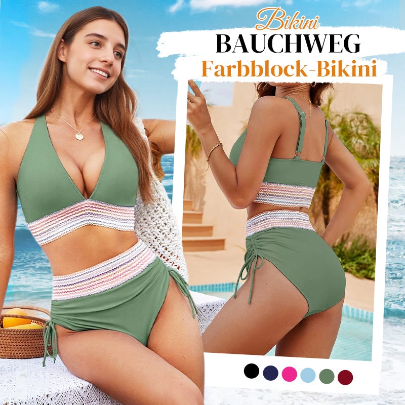Patchwork V-Neck Bikini Set - 2 Piece Swimwear