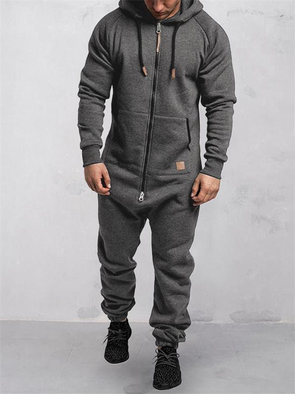 Solid Color Hooded Fleece Onesie - Warm & Cozy for Winter & Home