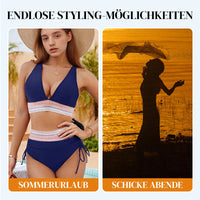 Patchwork V-Neck Bikini Set - 2 Piece Swimwear