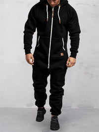 Solid Color Hooded Fleece Onesie - Warm & Cozy for Winter & Home