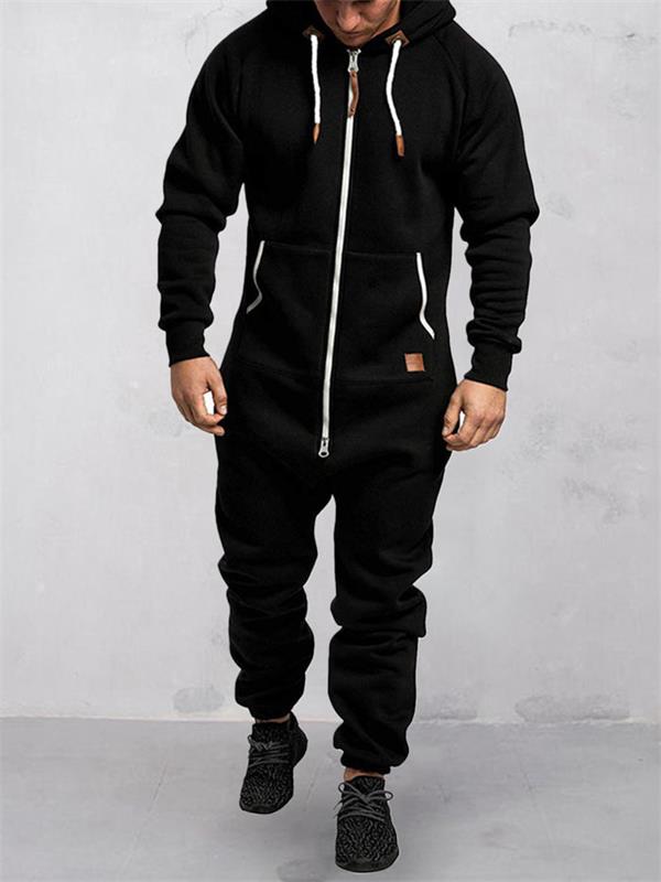 Solid Color Hooded Fleece Onesie - Warm & Cozy for Winter & Home