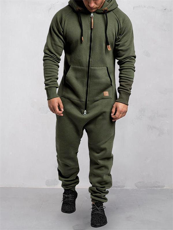 Solid Color Hooded Fleece Onesie - Warm & Cozy for Winter & Home