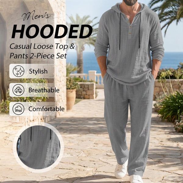 Men's 2-Piece Set - Loose Hooded Top with Pants